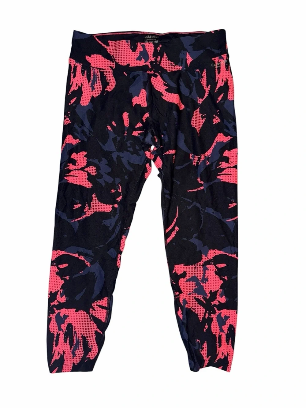 Calvin Klein Coral, Black & Grey Abstract Print Cropped Leggings